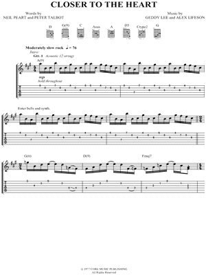 Rush Closer To The Heart Guitar Tab In C Major Download