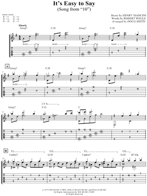 Dudley Moore - It's Easy To Say - (From the Movie 10) - Sheet Music (Digital Download)