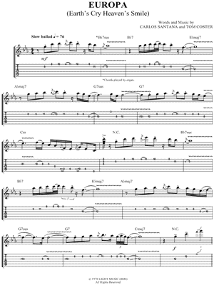 Santana Europa Chord Chart