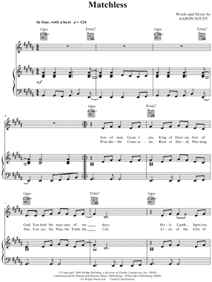 Aaron Shust - Matchless - Sheet Music (Digital Download)