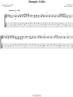 Simple Gifts  Free Easy Piano Sheet Music and Guitar Chords – the