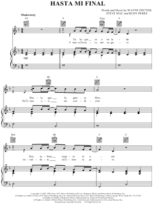 social Claire Cuerpo Il Divo "Hasta Mi Final" Sheet Music in F Major (transposable) - Download &  Print - SKU: MN0054920