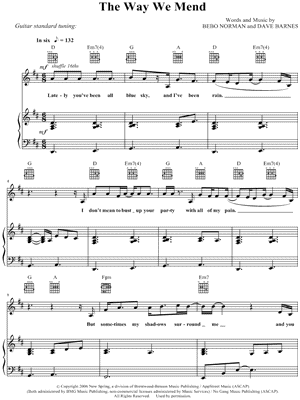 Bebo Norman - The Way We Mend - Sheet Music (Digital Download)