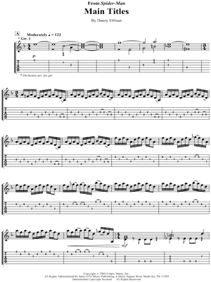 Theme From Spider-Man (Easy Guitar Tab) - Print Sheet Music Now