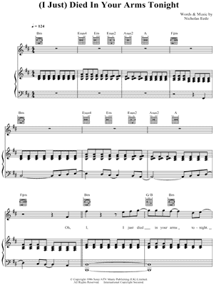 Cutting Crew - (I Just) Died In Your Arms Tonight - Sheet Music (Digital Download)