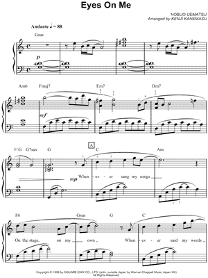 Eyes On Me From Final Fantasy Viii Sheet Music In C Major Download Print Sku Mn