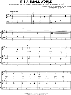 Disneyland Chorus - It's a Small World - from the attraction at Disneyland and the Magic Kingdom, Walt Disney World - Sheet Music (Digital Download)