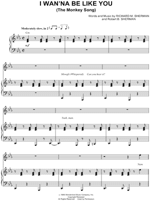 I Wan Na Be Like You From The Jungle Book Sheet Music In C Minor Transposable Download Print Sku Mn