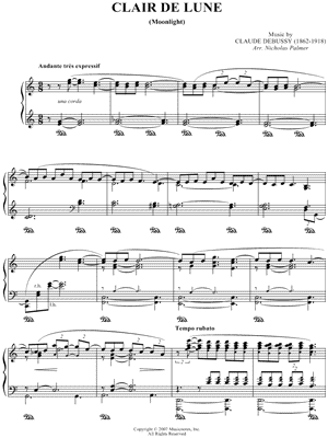 Claude Debussy Clair De Lune Sheet Music Piano Solo In C Major Transposable Download Print Sku Mn