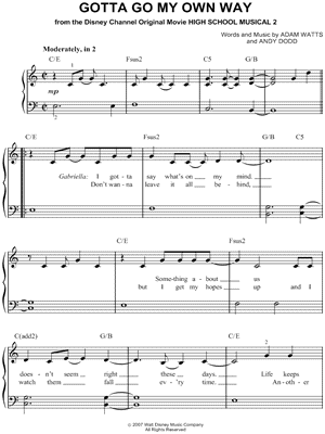 Vanessa Anne Hudgens Gotta Go My Own Way Sheet Music Easy Piano In C Major Transposable Download Print Sku Mn