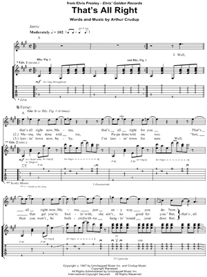 Elvis Presley That S All Right Guitar Tab In A Major Download Print Sku Mn