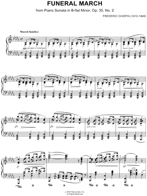 Frederic Francois Chopin Funeral March Sheet Music Piano Solo