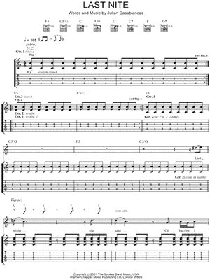 You Only Live Once by The Strokes Guitar Tab Digital Sheet Music