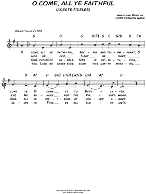 Chris Tomlin O Come All Ye Faithful Chord Chart