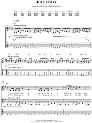 The Strokes 'You Only Live Once' Sheet Music & Chords  Printable Guitar  Tab PDF Notes 