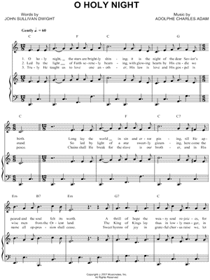 O Holy Night C Instrument Sheet Music (Lead Sheet) with Chords and Lyrics