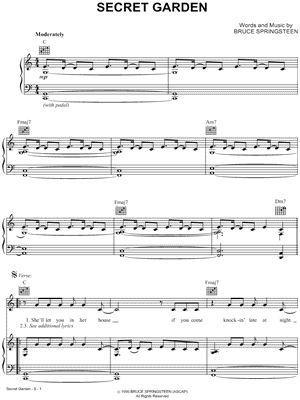 Bruce Springsteen Secret Garden Sheet Music In C Major