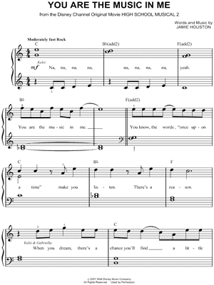 You Are The Music In Me From High School Musical 2 Sheet Music Easy Piano Piano Solo In C Major Download Print Sku Mn
