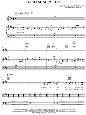 Celtic Woman You Raise Me Up Sheet Music In D Major Transposable Download Print Sku Mn