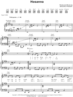 Hillsong United Hosanna Sheet Music In C Minor Transposable Download Print Sku Mn0064051