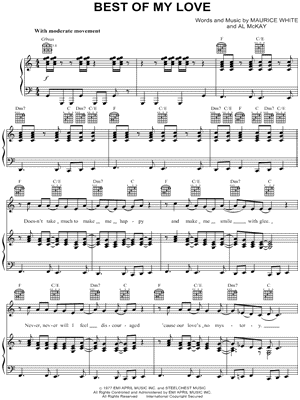 The Emotions Best Of My Love Sheet Music In C Major Transposable Download Print Sku Mn