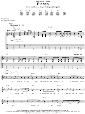 Sum 41 – Pieces Sheet music for Piano (Solo)