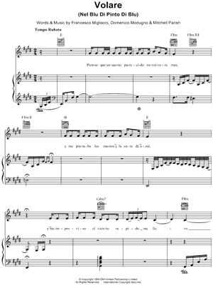 Gipsy Kings Volare Sheet Music In E Major Download Print Sku Mn