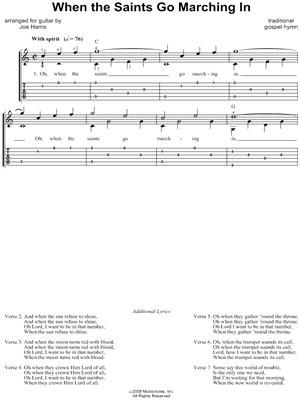 When The Saints Go Marching In (Guitar Chords/Lyrics) - Sheet Music