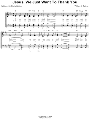 The Gaithers Jesus We Just Want To Thank You Sheet Music In D Major Download Print Sku Mn