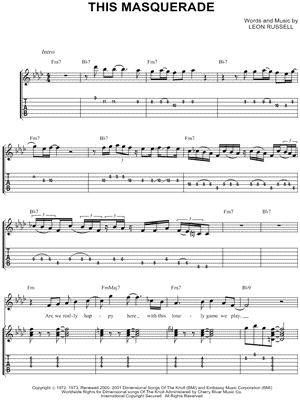 George Benson This Masquerade Guitar Tab In F Minor Download Print Sku Mn