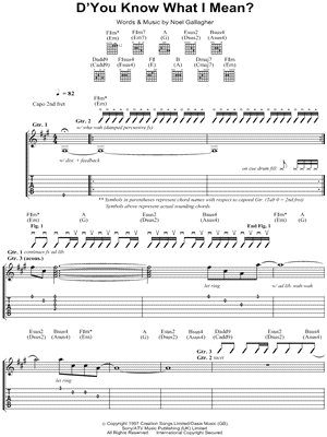 Oasis D You Know What I Mean Guitar Tab In F Minor Download Print Sku Mn