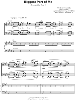 Take 6 - Biggest Part of Me - Sheet Music (Digital Download)