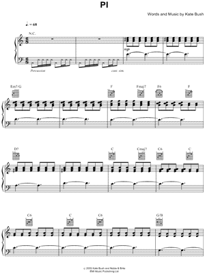 Kate Bush Pi Sheet Music In C Major Download Print Sku Mn