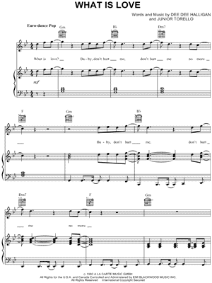 Haddaway What Is Love Sheet Music In Bb Major Transposable