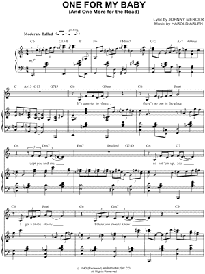 Frank Sinatra One For My Baby Sheet Music In C Major Transposable Download Print Sku Mn0069052