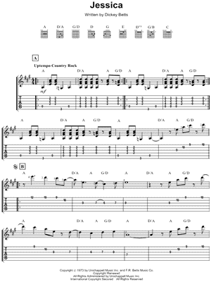 Image of The Allman Brothers Band   Jessica Guitar Tab    