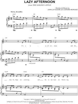 mundo deseo Especialmente Barbra Streisand "Lazy Afternoon" Sheet Music in A Minor (transposable) -  Download & Print - SKU: MN0069357
