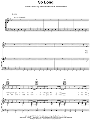 ABBA - So Long - Sheet Music (Digital Download)