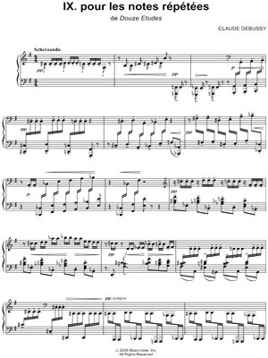 Claude Debussy Etude Ix Pour Les Notes Repetees Sheet Music Piano Solo In G Major Download Print Sku Mn