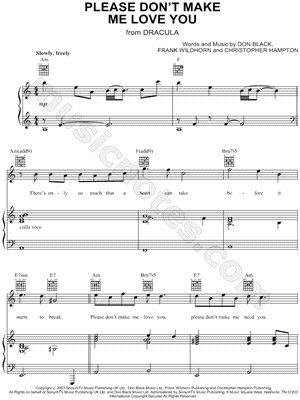 Don Black "Please Don't Make Me Love You" Sheet Music in A M...