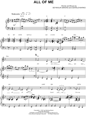 All Of Me Sheet Music Arrangements Available Instantly Musicnotes