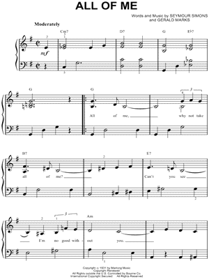 All Of Me Sheet Music Arrangements Available Instantly Musicnotes