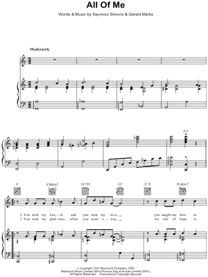 All Of Me Sheet Music Arrangements Available Instantly Musicnotes