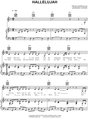 Alexandra Burke Hallelujah Sheet Music In F Major Transposable Download Print Sku Mn