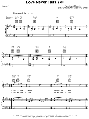 Your Love Never Fails sheet music for guitar solo (chords) (PDF)