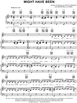 Kate Voegele - Might Have Been - Sheet Music (Digital Download)