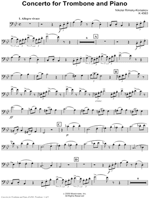 Nikolai Rimsky-Korsakov - Concerto for Trombone and Piano - Trombone Part - Sheet Music (Digital Download)