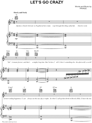 Let's Go Crazy - Guitar Chords/Lyrics