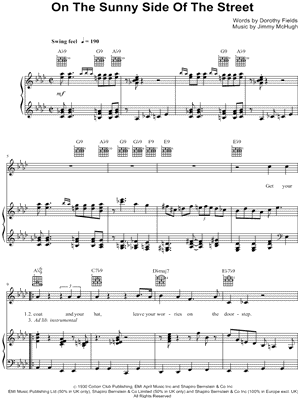 Nat King Cole On The Sunny Side Of The Street Sheet Music In Ab Major Transposable Download Print Sku Mn