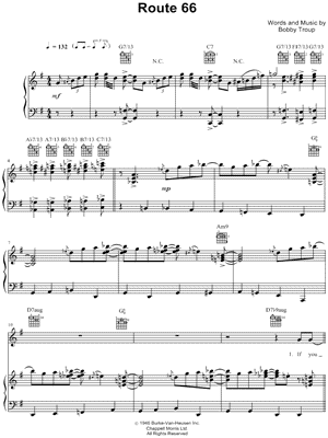 Nat King Cole - Route 66 - Sheet Music (Digital Download)
